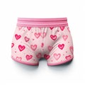 AI generated illustration of a pink boxer trunk with hearts pattern on a white background Royalty Free Stock Photo