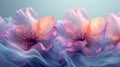 AI generated illustration of pink flowers against a soft blue backdrop with wisps of smoke