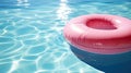 AI generated illustration of A pink pool raft bobbing in a peaceful turquoise water