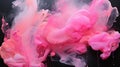 AI generated illustration of a pink powder explosion on the black background