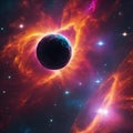 AI generated illustration of a planet engulfed by a brilliant array of nebulas and stars