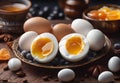 AI generated illustration of a plate of freshly cooked eggs Royalty Free Stock Photo