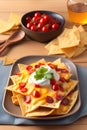 AI generated illustration of a plate of nachos with cheese Royalty Free Stock Photo