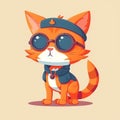 AI generated illustration of a playful cartoon cat in a hat and sunglasses on a pink background Royalty Free Stock Photo