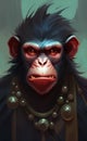 AI generated illustration portrait of an angry monkey