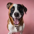 AI generated illustration of a portrait of a brown and white dog