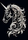 AI generated illustration of a portrait of a horse sketch on a dark background
