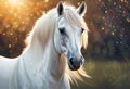 horse portrait with sun background, horse painting, warm sun