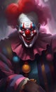 AI generated illustration portrait of a scary creepy horror clown