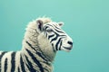 AI generated illustration of a portrait of a sheep with a zebra pattern against a blue background Royalty Free Stock Photo