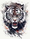 AI generated illustration of a portrait sketch of a Bengal tiger