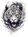 AI generated illustration of a portrait sketch of a Bengal tiger