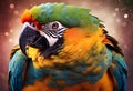 AI generated illustration of a portrait of a vibrant parrot
