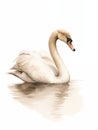 AI generated illustration of a portrait of a white swan on calm water Royalty Free Stock Photo