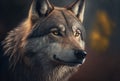 AI generated illustration of the portrait of the wolf.