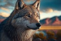 AI generated illustration of the portrait of the wolf