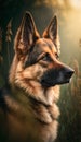 AI generated illustration of a proud, black and tan german shepherd dog