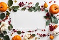 AI generated illustration of pumpkins and autumn-themed arranged in a decorative border pattern Royalty Free Stock Photo