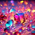 some purple and turquoise gems and glowing lights in the background Royalty Free Stock Photo