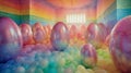 AI-generated illustration of a rainbow easter egg installation Royalty Free Stock Photo