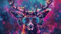 AI generated illustration of a rave culture stylish deer accessorized with glasses and headphones