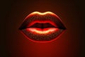 AI generated illustration of red juicy lips isolated on a dark background