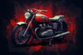 AI generated illustration of a red motorcycle against a grunge background