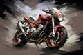 AI generated illustration of a red motorcycle against a grunge background