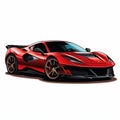 AI generated illustration of a red, sleek, sports car on a white background Royalty Free Stock Photo