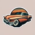 AI generated illustration of a red supercool retro car poster Royalty Free Stock Photo