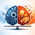 Balance Between Logical Thinking And Creative Mind Illustrated With Brain Concept Royalty Free Stock Photo