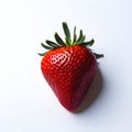 AI generated illustration of a ripe, red strawberry with green leaves isolated on white background Royalty Free Stock Photo