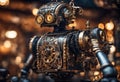 AI generated illustration of a robot composed with various gears in steampunk style Royalty Free Stock Photo