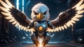 AI generated illustration of a robotic cyborg cartoon eagle Royalty Free Stock Photo