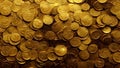 AI generated illustration of roman gold coins hoard against black background