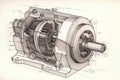 AI generated illustration of a rotary shaft with multiple gear positions