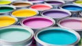 AI generated illustration of rows of pastel paint tins