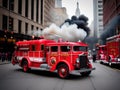 AI-Generated illustration of a 1930s Fire truck responding to a call Royalty Free Stock Photo