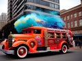 AI-Generated illustration of a 1930s Fire truck responding to a call