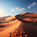 AI generated illustration of sand dunes with footprints scattered across the landscape Royalty Free Stock Photo