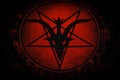 AI generated illustration of a Satanic symbol with an inverted pentagram against a red background