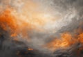 AI generated illustration of a scenic painting of gray and orange clouds