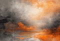 AI generated illustration of a scenic painting of gray and orange clouds