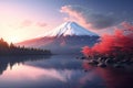 AI generated illustration of a scenic view of a Mount Fuji Zen