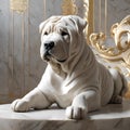 AI generated illustration of a sculpture of an adorable Shar-Pei