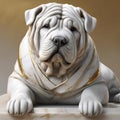 AI generated illustration of a sculpture of an adorable Shar-Pei