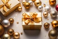 christmas presents are laid out next to each other on a gray background