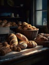 AI-generated illustration of a selection of freshly baked loaves of bread Royalty Free Stock Photo