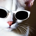 AI generated illustration of a serious boss white cat with sunglasses