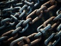 AI generated illustration of a set of rusty metal chains Royalty Free Stock Photo